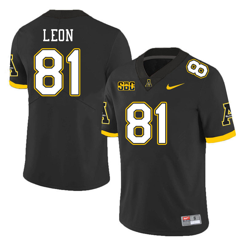 Men #81 Jose Leon Appalachian State Mountaineers College Football Jerseys Stitched-Black